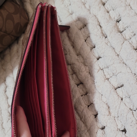 Coach Signature Brown and Pink Wallet - Picture 3 of 5